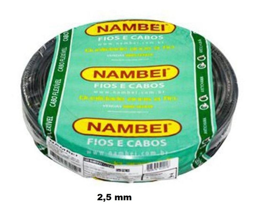 Rolo Cabo De Fio Flexível 2,5mm Preto Nambei Certificado