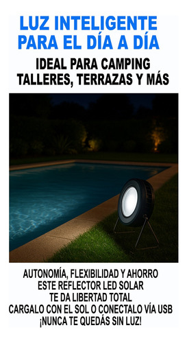 Lampara Led Solar Portátil Usb Recargable Para Camping