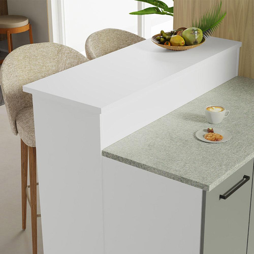 Isla Cocina Con Encimera Y Mostrador Madesa Agata 120cm Mg 1 Color Blanco/Gris