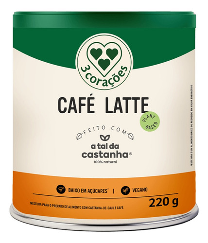 Café Latte C/ Leite Vegetal Castanha De Caju 220g 3 Corações