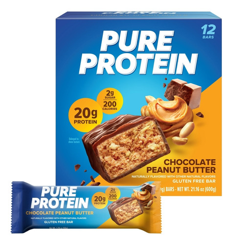 Pure Protein 12 Barras De Proteína. Crema De Cacahuate