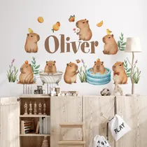 Comprar Vinilo Infantil Capibara Carpinchos Con Nombre Personalizado