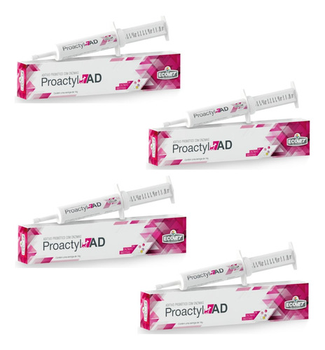 Kit 4 Unidades Proactyl Ad 14g Probiotico Para Cães E Gatos