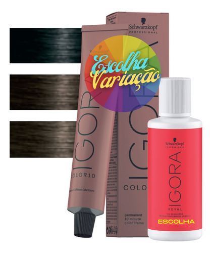 Kit Coloração Igora Color 10 Schwarzkopf 60g 3 À 5 Castanho