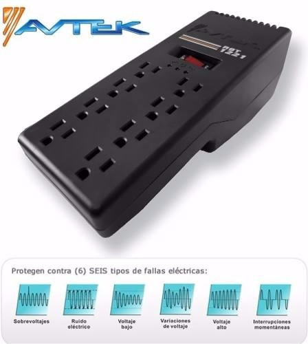 Imagen 2 de 8 de Protector Avtek Computadora, Tv Y Electronica, R8t-1221