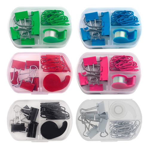 Pack De 3 Set De Papelería Incluye Clips Y Cinta Adhesiva 