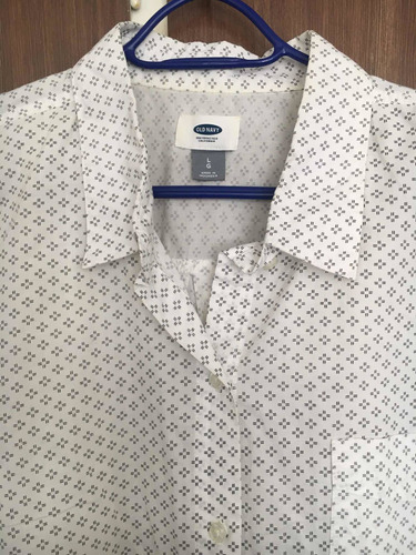 Camisa Hombre Old Navy Blanca Con Estampa Negra Talle L