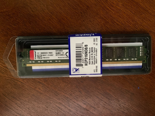 Imagen 7 de 7 de Kingston Memoria Ram 8 Gb Dimm Ddr3 1600 Mhz Kcp3l16nd8/8