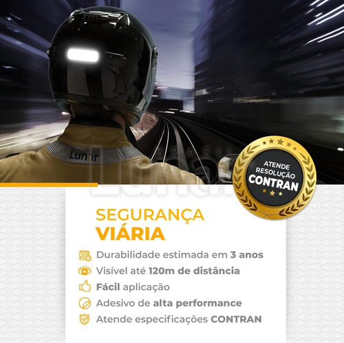Imagem 2 de 9 de 10 Kits De Adesivo Refletivo Capacete Moto Bike Preto Dm