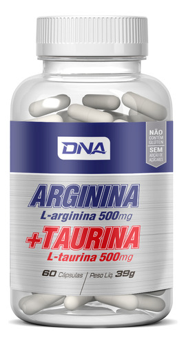 L-Arginina 500mg L-Taurina 500mg DNA 60 Cápsulas