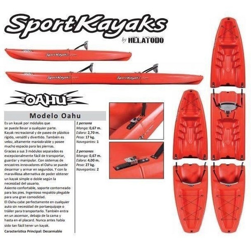 Kayak Doble Desarmable Oahu Sportkayaks Modular