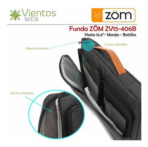 Imagen 4 de 5 de Maletin Funda Zom Zv15 406 B Laptop 15,6 Macbook Pro Air