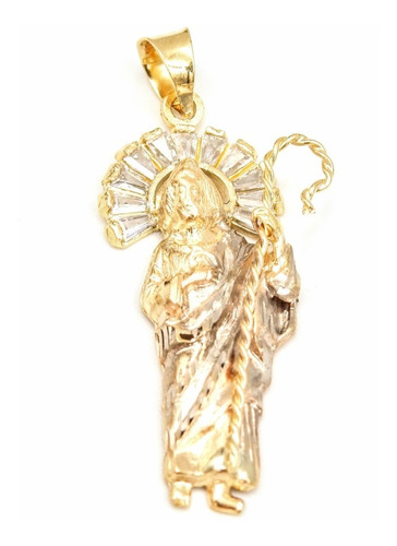 Dije San Judas Tadeo En Oro Solido 10k Católico Hiperrealist