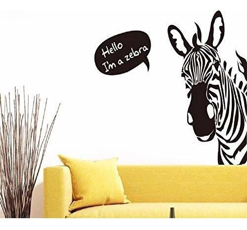 Bibitime Saying Hello Black White Zebra Wall Stickers N