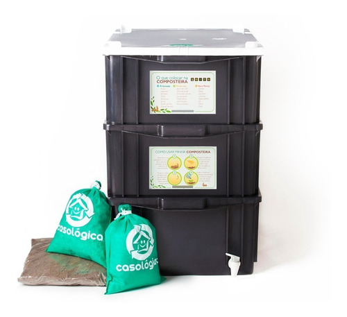 Kit Composteira Doméstica / Minhocário M + Kit - Casológica