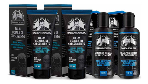Kit 2x Balm Hidratante E 2x Shampoo Para Barba Robusta Fragrância Ferrari Black