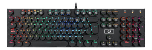 Teclado gamer Redragon Devarajas K556-RK QWERTY Outemu Brown español latinoamérica color negro con luz RGB