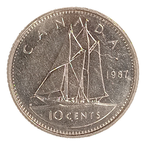 Canadá 10 Cents 1987 Excelente Km 77.2 Busto Pequeño