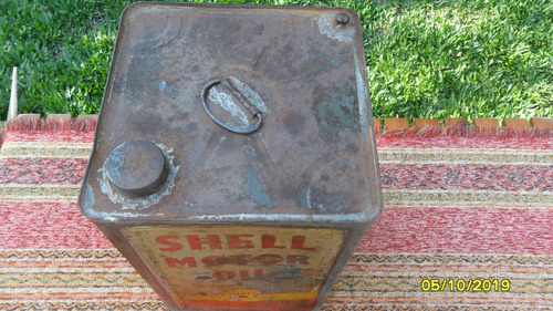 Antigua Lata Aceite Shell Motor Oil 20 Litros Ostra En Tapa (Usado)