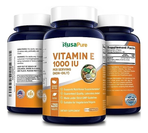 Vitamina E Max Fuerza Pureza 1000ui X200caps Antioxidante