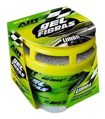 Aromatizante Para Auto En Gel Fibras Air Perfum 30grs Fragancia LIMÓN