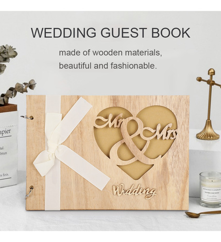 Libro De Visitas De Madera Para Bodas, Álbum Y Cuaderno
