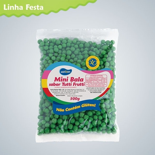 Mini Bala Tutti Frutti Verde 500g  Horizon