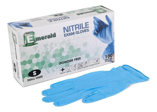 100 Azul Nitrilo Guantes De Examen Médico Sin Polvo 3.5 Mil-