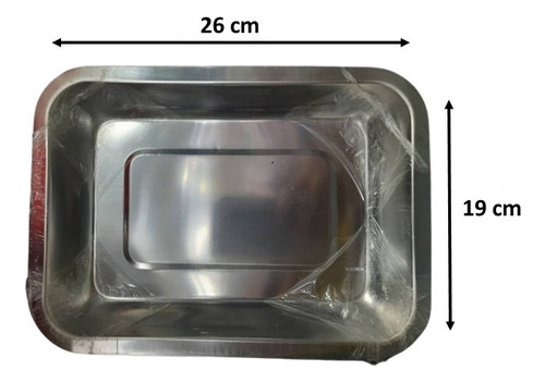 Bandeja Acero Inoxidable Sin Tapa 26 Cm X 19 Cm