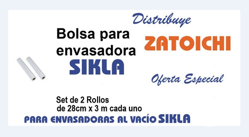 Pack Repuesto 2 Rollos De Bolsas Envasadora Al Vacío Sikla