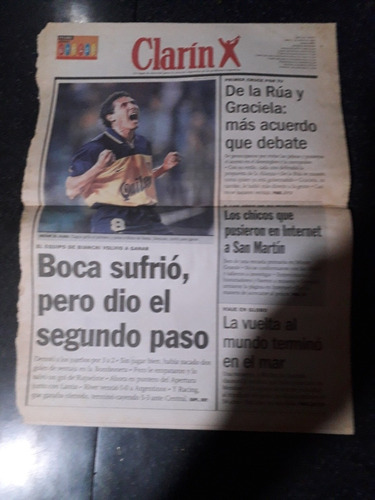 Tapa Diario Clarín 17 8 1998 Boca Cagna Meijide De La Rua 