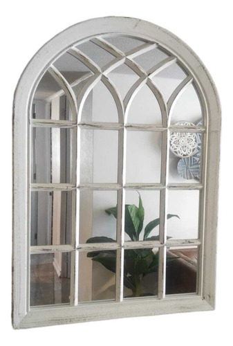 Espejo Forma Ventana, Blanco Invierno, Envejecido 51x71 Cm