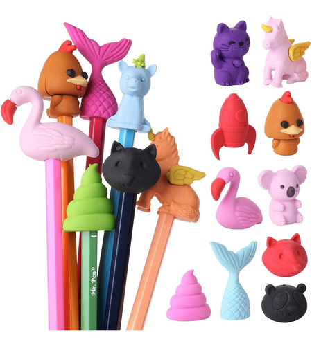 Mr. Pen- Gomas De Borrar Animal Topper, Paquete De 22, Paque