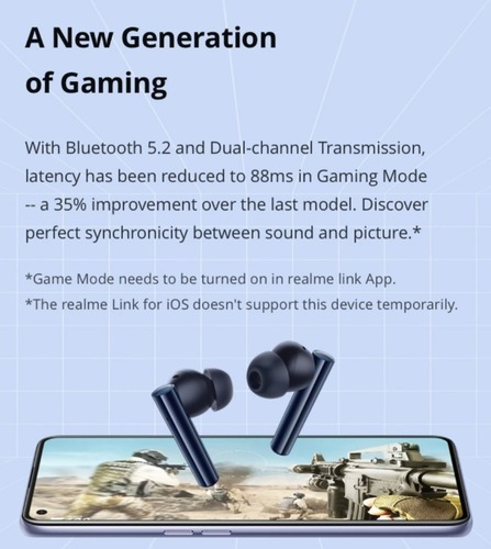 Imagen 9 de 9 de Audifonos In-ear Gamer Inalámbricos Realme Buds Air 2 Negro