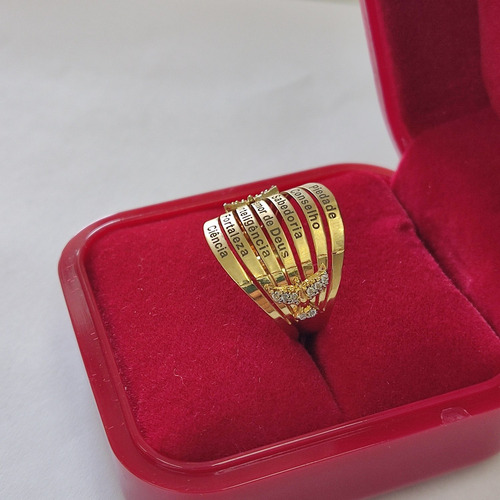 Anel Sete Dons Do Espirito Santo Ouro 18k 750
