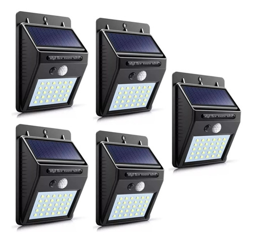 Pack X5 Foco Solar 30 Led Exterior Luz Led Con Sensor