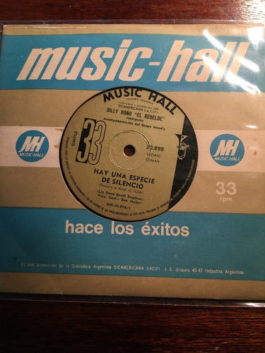 Billy Bond Simple 7'' Hay Una Especie De Silencio Exc Estado