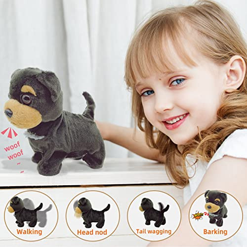 Yh Yuhung Black Walking And Barking Puppy Dog Stuffed Animat