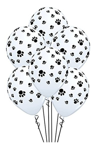 12 globos Blancos Con Huellas De Patas Negras De Woof!