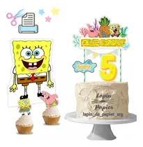 Comprar Cake Topper Imprimible Personalizado Bob Esponja Op1