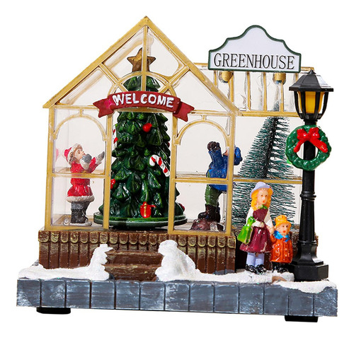 D Casa De Navidad De Mesa Led, Casas De Pueblo Con Escena