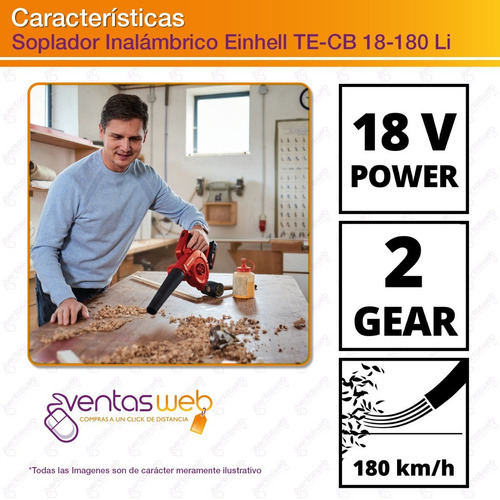 Imagen 3 de 6 de Sopladora Inalambrica 18v Inflador 3 Picos Bateria Gde 4 Amp