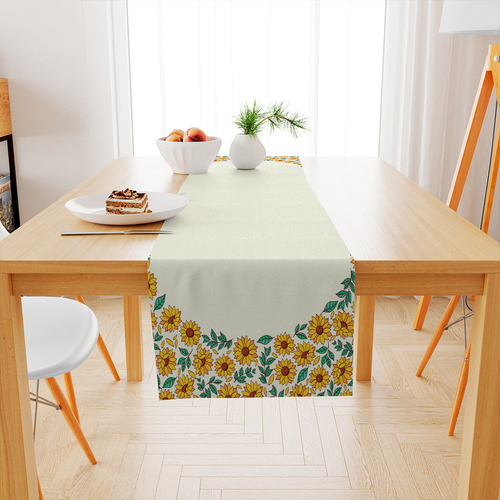 Caminho De Mesa Decorativo 160x40cm 100% Poliéster Cor Amarelo