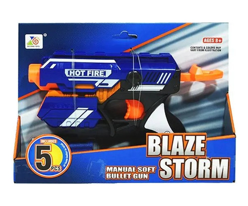 Pistola Hot Fire Mediana Blaze Storm Lanza Dardos 5 Dardos