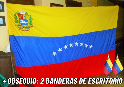 Bandera De Venezuela 2x3 Mts. Escudo Pintado A Mano. Fabrica