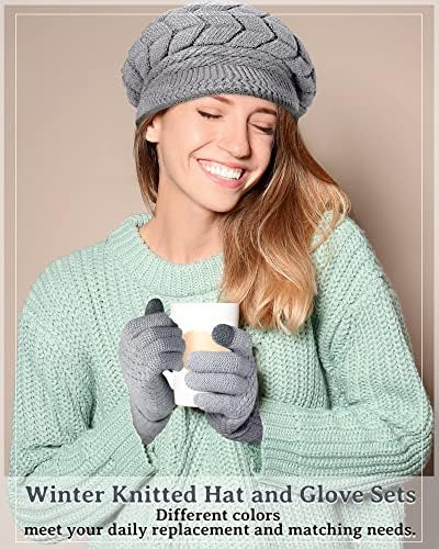 Juego De Guantes Y Gorro De Invierno Para Mujer De 4 Piezas,
