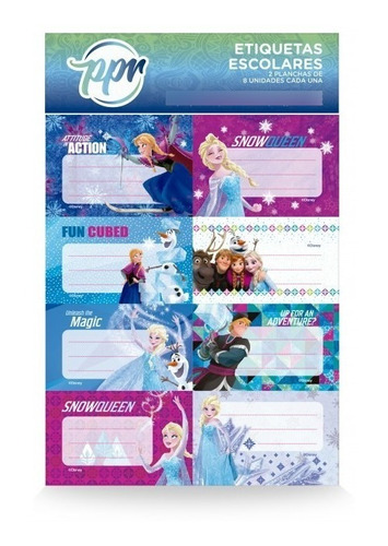 2 Plancha De Etiquetas Disney Frozen Autohadesivas Escolar 