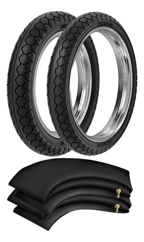 Kit Pneu Biz Pop 250-17 + 80/100-14 Pd29 Rinaldi + Camaras
