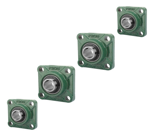 4 Rolamentos Uc205 Eixo 25mm + 4 Mancal Quadrado Flange F205