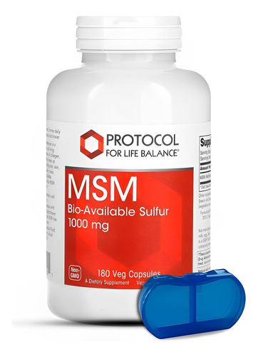 Msm 1000mg Protocol 180 Cápsulas + Porta Cápsulas Sabor N/a